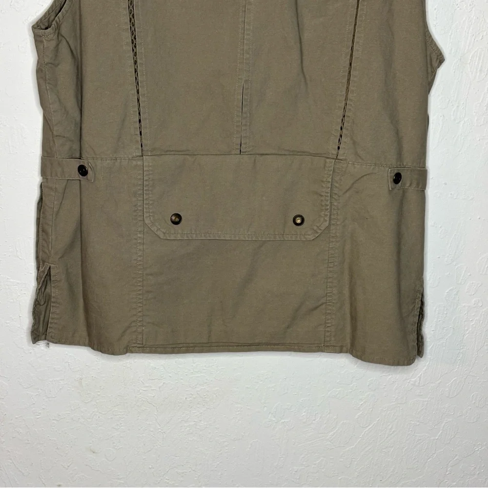 Vtg‎ Banana Republic Safari Vest Sz S Full Zip Multi Pockets Travel Khaki Vented